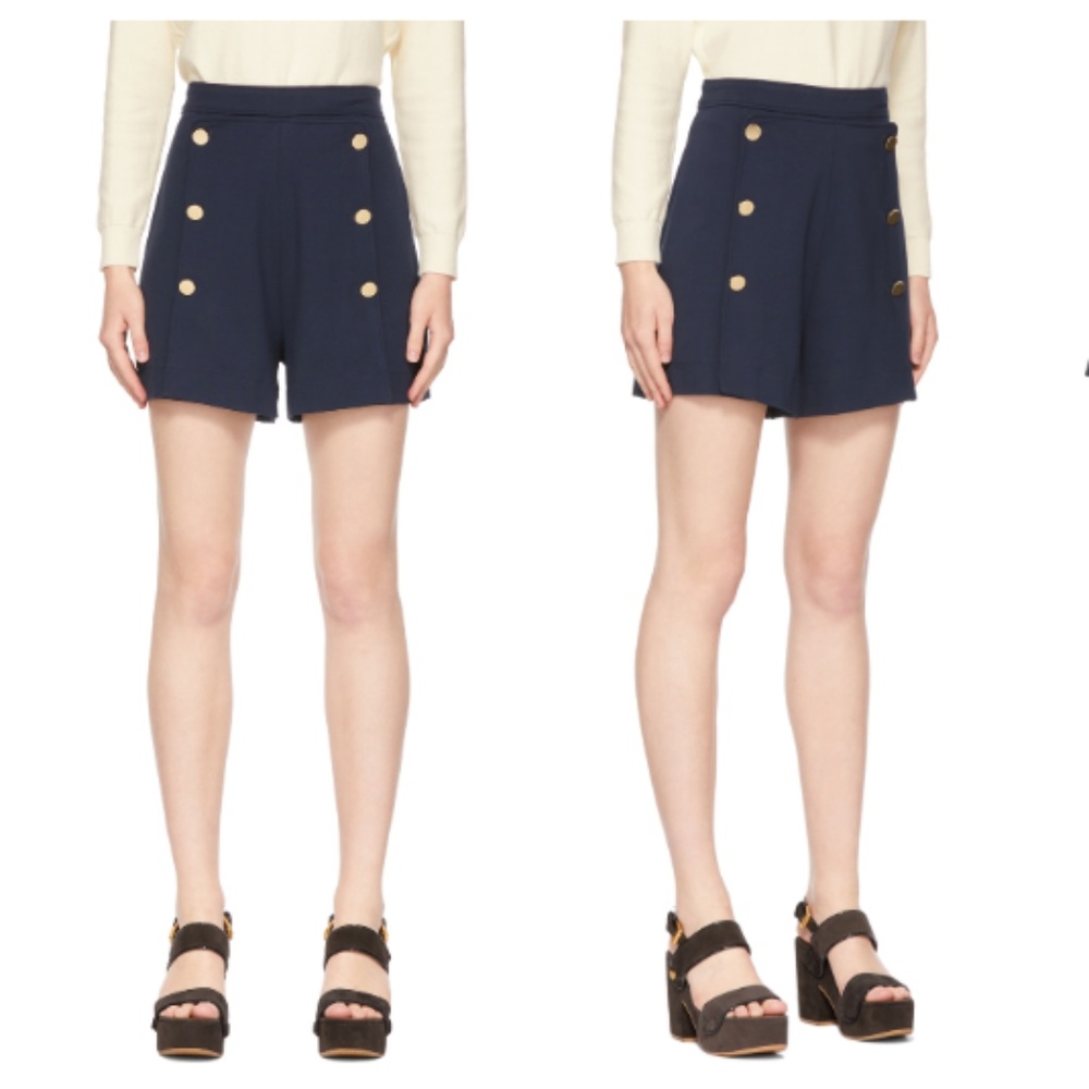 NWT SEE BY CHLOE Navy High-Waisted Sailor Shorts Medium M